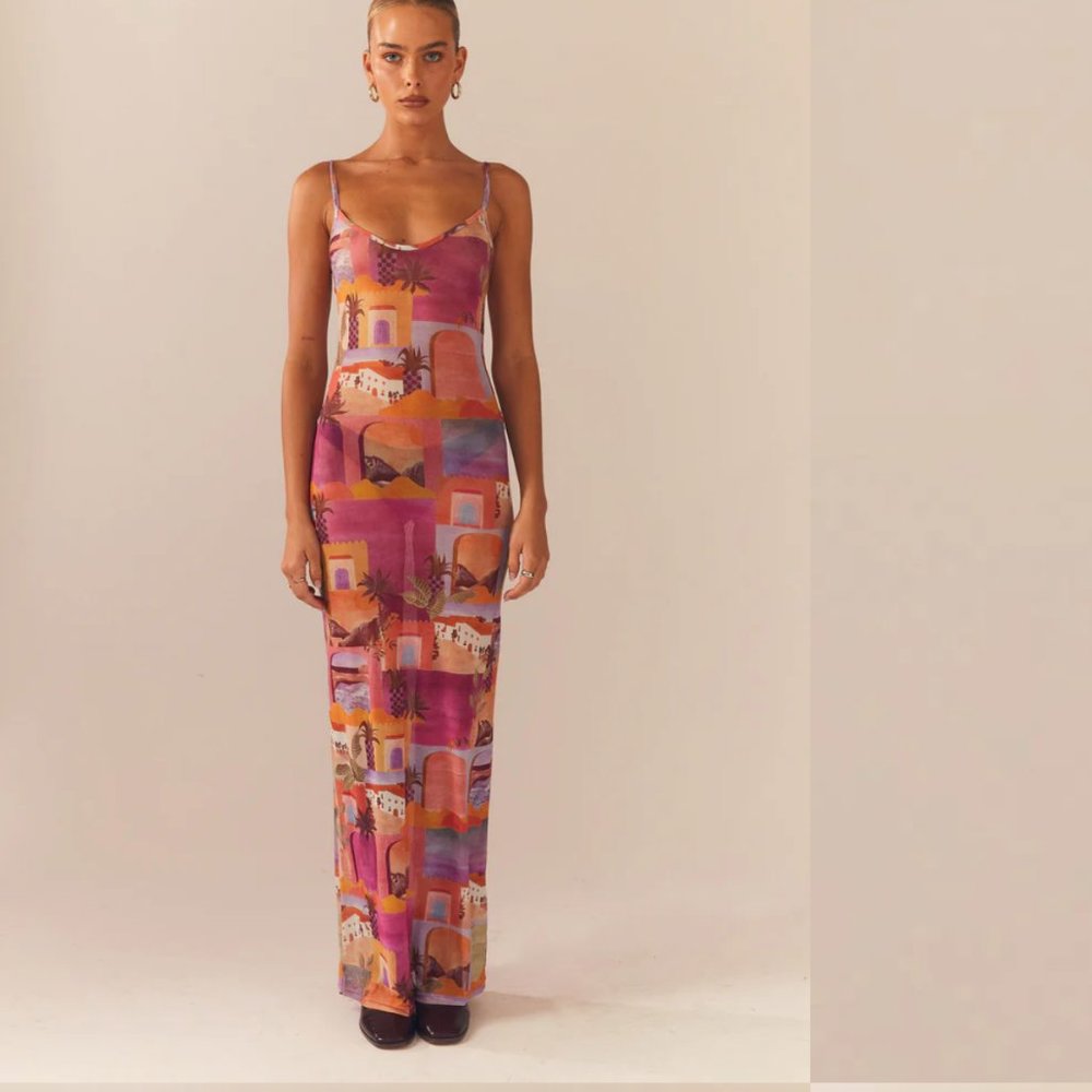 Peppermayo Exclusive - Dreams of the Desert Maxi Dress - Sunset Building